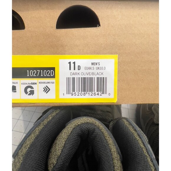 Men's KEEN Reno Mid KBF Carbon Fiber Toe WP Work Boots 11 Dark Olive/Black NEW - Picture 10 of 11